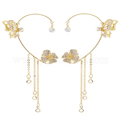 1 пара серег-каффов из сплава стекла с кисточками для женщин&nbsp;EJEW-LP0001-65