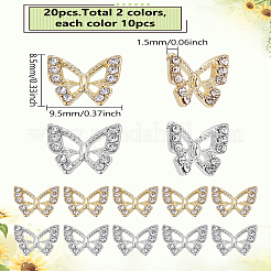 20 шт. 2-х цветные кабошоны из сплава со стразами&nbsp;FIND-LP0003-64