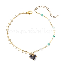 2 комплект из 2-х стилей браслетов на ногу из латунной цепочки со звездой и кисточками ручной работы из стекла&nbsp;AJEW-AN00761