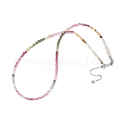 Ожерелья из граненых бусин рондель из натурального турмалина NJEW-Z066-01P