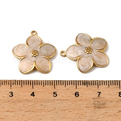 304ステンレスペンダント  花のチャーム  エナメル  18KGP本金メッキ  イオンプレーティング（ip）  ビスク  22.5x21x3mm  穴：1.5mm&nbsp;STAS-I371-18G-02