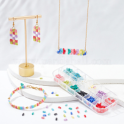 600шт 12 цвета 2-дырочные стеклянные бусины SEED-NB0001-57