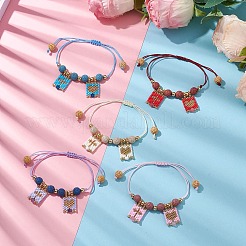 Braccialetti intrecciati con perline di pietra lavica naturale&nbsp;BJEW-MZ00063