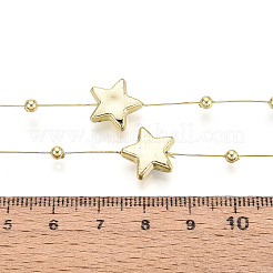 塗装されたプラスチック製のボールとスターチェーン  ゴールドカラー  12x12.5x4mm  約196.85フィート（60m）/ロール&nbsp;KY-WH0054-03