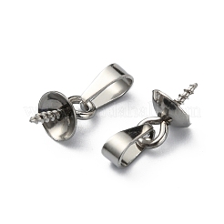 304ステンレスカップペグベイル  片穴パーツ用  ステンレス鋼色  15mm  穴：6x3mm  ピン：1.3mm&nbsp;FIND-WH0110-053D-P