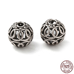 925 Sterling Silber Perlen, Hohlrund, mit s925-Stempel, Antik Silber Farbe, 8 mm, Bohrung: 1.8 mm