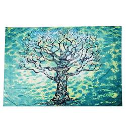 Wandbehang aus Polyester mit böhmischem Baum des Lebens, für Schlafzimmer-Wohnzimmer-Dekoration, Rechteck, Frühlingsgrün, 1020x1500 mm