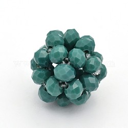 Imitation Jade Glass Round Woven Beads, Cluster Beads, Teal, 22mm, Beads: 6mm