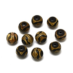 Perles de tigre double dzi de style tibétain, Perles d'agate naturelles, ronde, 14mm, Trou: 1.4mm