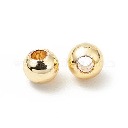 Rack Plating Brass Beads, Cadmium Free & Lead Free, Round, Real 18K Gold Plated, 2x2.3mm, Hole: 0.8mm