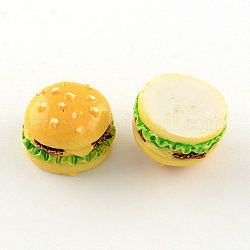 Cabochons décodés en résine, Hamburger, or, 17x12mm