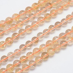 Citrino natural de hebras de perlas reronda, 8mm, agujero: 1 mm, aproximamente 50 pcs / cadena, 15.5 pulgada