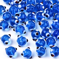 Fatti a mano perle di vetro irregolari, blu royal, 10~11x11~12x7~8mm, Foro: 1.4~1.6 mm