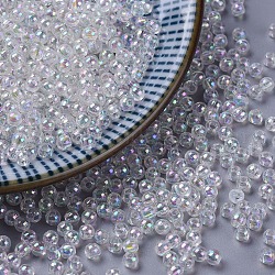 Perles acryliques transparentes écologiques, ronde, couleur ab , clair ab, 3mm, Trou: 1.5mm