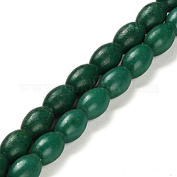 Filo di perline turchesi sintetici, ovale, tinto, verde scuro, 8.5x6mm, Foro: 1 mm, circa 44~47pcs/filo, 14.69~15.75 pollice (37.3~40 cm)