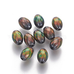 Perlas de hematita sintética no-magnética, oval, Cuentas de estado de ánimo de color cambiante de espejismo, 7.7x5.5mm, agujero: 1.2 mm