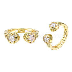 Anillo abierto con estrella de circonitas cúbicas, anillo de latón chapado en oro real de 18k para mujer, sin níquel, Claro, nosotros tamaño 6 1/2 (16.9 mm)