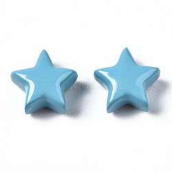 Spruzzare fascino ottone verniciato, stella, blu fiordaliso, 10x10.5x5.5mm, Foro: 2 mm