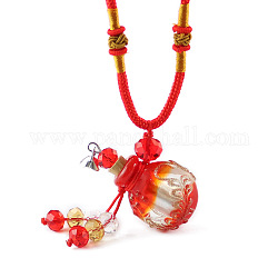 Collier pendentif bouteille de parfum au chalumeau avec perles de verre, bijoux de fiole d'huile essentielle pour les femmes, rouge, 17.7~25.59 pouce (45~65 cm)