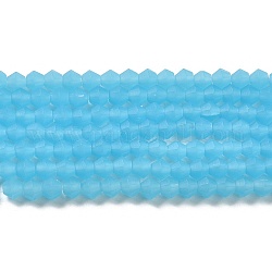 Fili di perle di vetro smerigliato imitazione giada, sfaccettato bicono, cielo azzurro, 4.5x3.5~4mm, Foro: 1 mm, circa 87~89pcs/filo, 13.98''~13.39'' (33.5~34 cm)