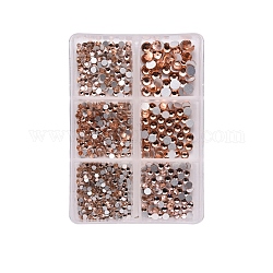 Perle en verre de dos plat, facette, accessoires nail art de décoration, demi-rond, Light Peach, 2~4.9mm, environ 1015 pcs / boîte