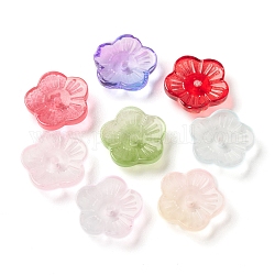 Spray Painted Transparent Glass Beads, Plum Blossom, Mixed Color, 14x14.5x4mm, Hole: 1.5mm