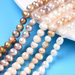 Fili di perle di perle d'acqua dolce coltivate naturali, patata, colore misto, 5~7.5x5.5~7mm, Foro: 0.7 mm, circa 51~57pcs/filo, 13.39 pollice (34 cm)