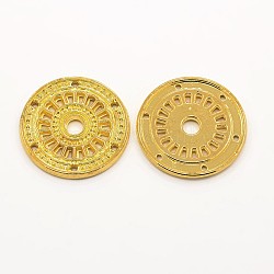 Alloy Pendants,Flat Round with Flower, Golden, 22x2mm, Hole: 1mm