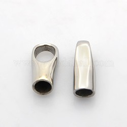 304 Stainless Steel Cord Ends, End Caps, Stainless Steel Color, 18x9x7mm, Hole: 6x9mm, Inner Diameter: 5mm