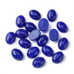 Natürliche weiße Jade Cabochons, Oval, gefärbt, Blau, 8~8.5x6~6.5x2.5~3.5 mm