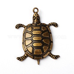 5Pcs Antique Bronze Tibetan Style Alloy Tortoise Large Pendants, Lead Free & Cadmium Free & Nickel Free, 54x40x3mm, Hole: 3mm