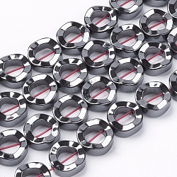 Non-Magnetic Synthetic Hematite Beads Strands, Grade A, Twist Donut, Black, 12x4mm, Hole: 1mm