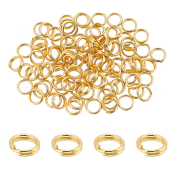BENECREAT 2 Bags Brass Split Rings, Double Loops Jump Rings, Real 18K Gold Plated, 6x1.5mm, Hole: 4.5mm, Single Wire: 0.75mm, about 50pcs/bag