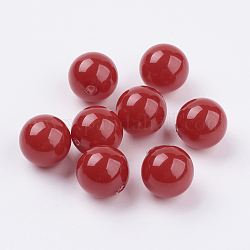 Perlmuttperlen halb gebohrt, Runde, rot, 12 mm, Bohrung: 1 mm