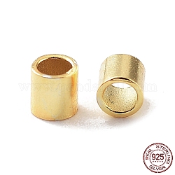 925 perlina distanziatrice in argento sterling, colonna, oro, 2x2mm, Foro: 1.5 mm, circa 357 pz(10g)/borsa+