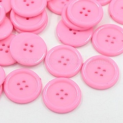 Annähende Acryl knöpfe, Kunststoff Hemdknöpfe für die Kostüme, 4-Loch, gefärbt, Flachrund, rosa, 25x3 mm, Bohrung: 2 mm
