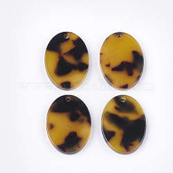 Pendenti in cellulosa acetato (resina), ovale, goldenrod, 24x17x2.5mm, Foro: 1.4 mm