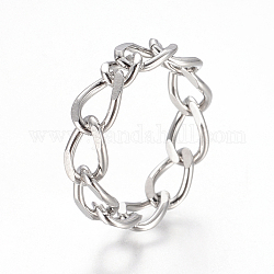 Unisex 304 anelli a catena in acciaio inossidabile, Anelli a banda larga, colore acciaio inossidabile, formato 7, 17mm