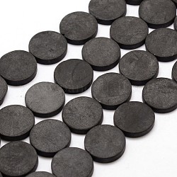 Hilos de abalorios de piedra negro naturales, plano y redondo, 20x3mm, agujero: 1 mm, aproximamente 20 pcs / cadena, 15.7 pulgada