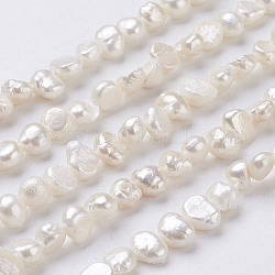 Hebras de perlas de agua dulce cultivadas naturales, pepitas, color de concha, 6~9x5~6x3~4mm, agujero: 0.5 mm, aproximamente 62~63 pcs / cadena, 13.4 pulgada
