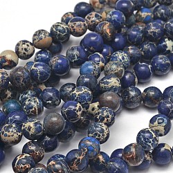 Brins de perles de jaspe impérial naturel, ronde, teinte, bleu marine, 8mm, Trou: 1mm, Environ 48 pcs/chapelet, 15.7 pouces