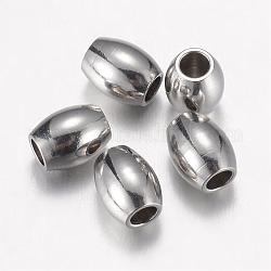Intercalaire perles en 304 acier inoxydable, baril, couleur inoxydable, 5x4mm, Trou: 1.8mm