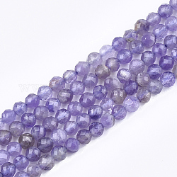 Chapelets de perles en améthyste naturelle, facette, ronde, 4mm, Trou: 0.8mm, Environ 102 pcs/chapelet, 15.3 pouce