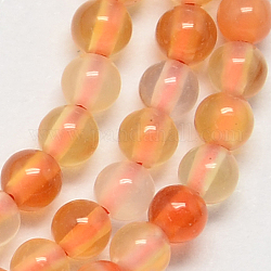 Natural Agate Bead Strands, Dyed, Round, Orange, 2mm, Hole: 0.5mm, about 204pcs/strand, 15.3inch