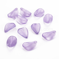 透明スプレー塗装ガラスペンダント  カポックの花びら  紫色のメディア  21x14x2.5mm  穴：1.2mm