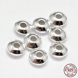 Granos del espaciador de plata de ley 925, cuentas de platillo, plata, 8x4mm, agujero: 2.5 mm