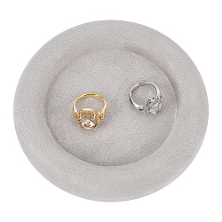Bandejas de exhibición de joyas de terciopelo, para anillos, collares, pendientes, almacenamiento de pulseras, plano y redondo, gris oscuro, 12.1x1.8 cm, diámetro interior: 8.2 cm
