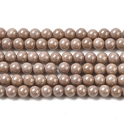 Perlenstränge aus kubischen Zirkonia-Imitationsperlen, Runde, Kamel, 4 mm, Bohrung: 0.7 mm, ca. 94 Stk. / Strang, 14.69'' (37.3 cm)