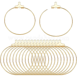 BENECREAT 40Pcs Brass Hoop Earring Findings, 18K Gold Plated Round Beading Hoop for DIY Jewellery Earring Making Supplies, 1.3x1.1inch