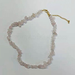Collar de cuentas de chips de cuarzo rosa natural, joyas de piedras preciosas para mujeres, 15.75 pulgada (40 cm)